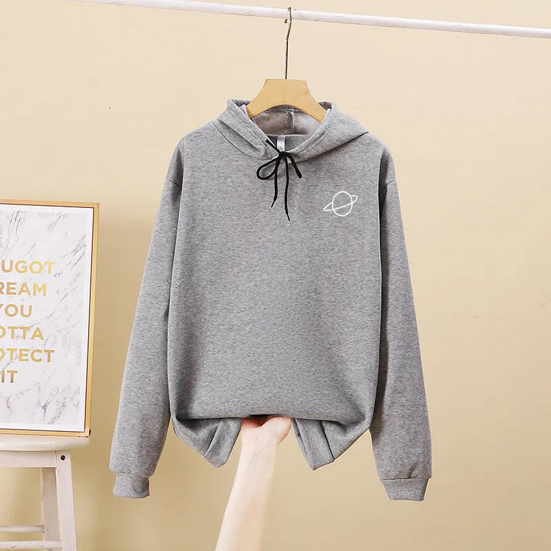 Loose hoodie for women in milk silk fabric, available in black, grey, pink, yellow, sizes S-XXXL
