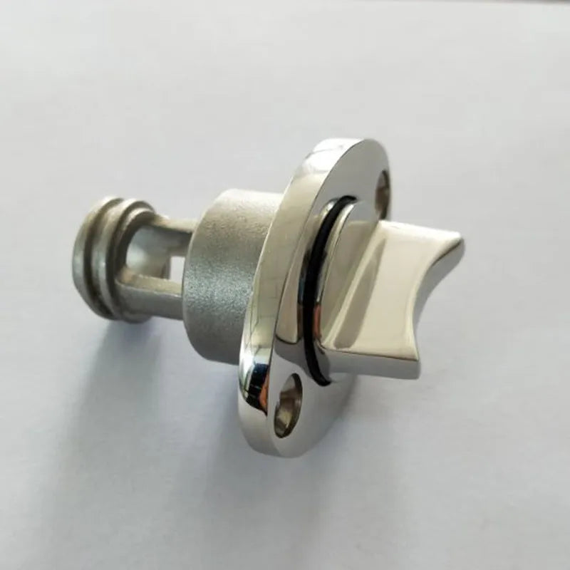 Stainless steel marine water plug for ship and yacht drainage measuring 38mm by 50mm