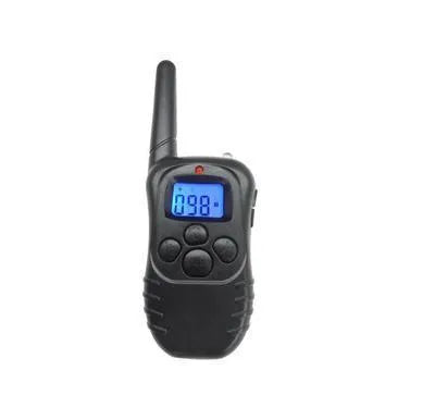 Black waterproof remote control dog training device with ABS construction and adjustable intensity for bark stopping