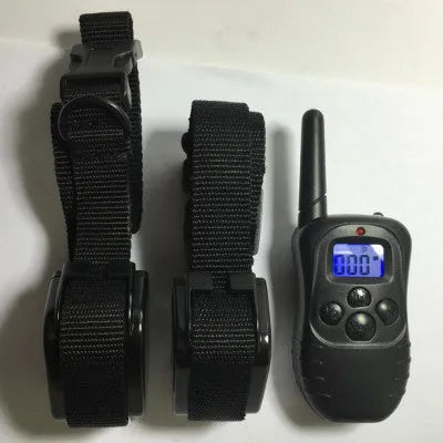 Black waterproof remote control dog training device with ABS construction and adjustable intensity for bark stopping