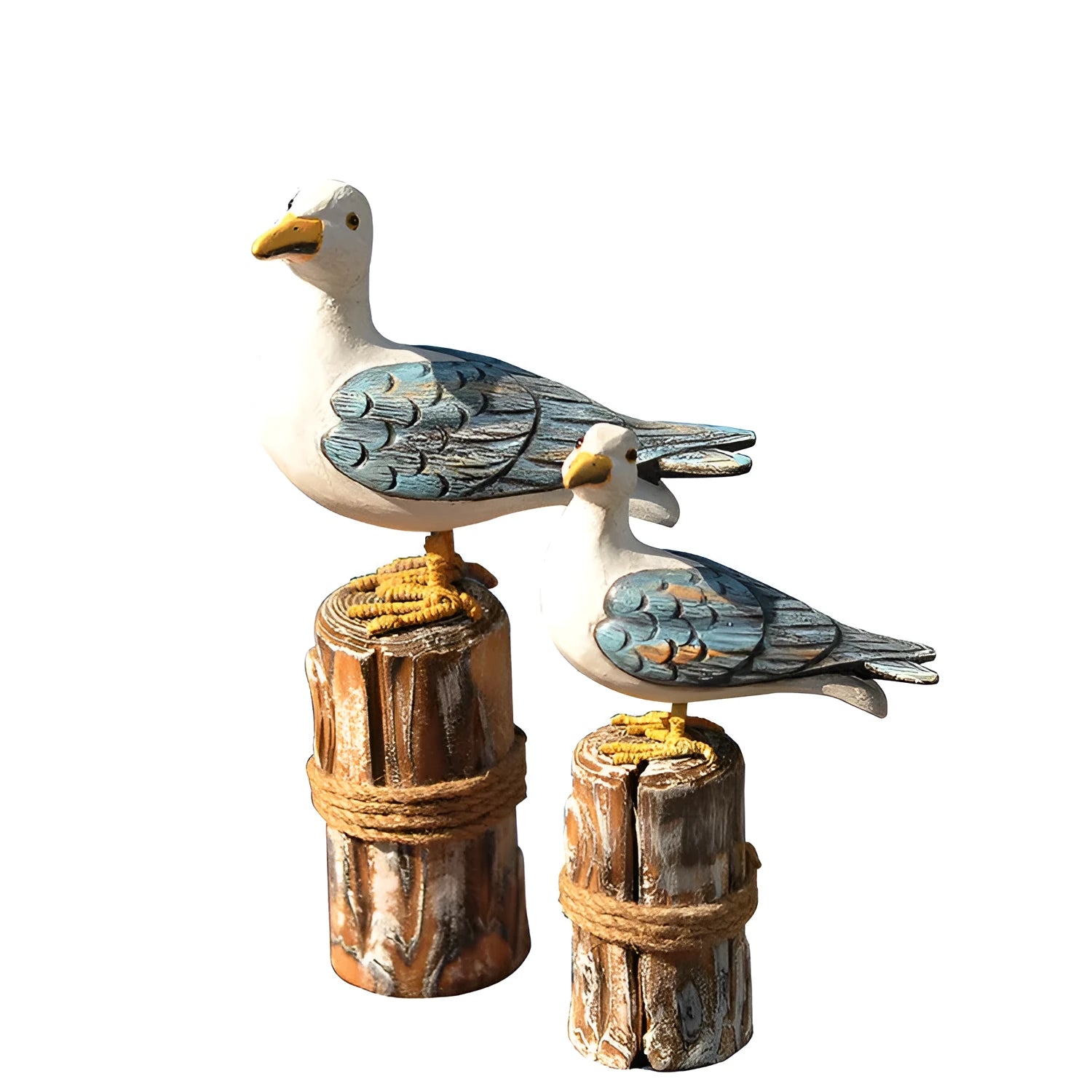 Wooden handicraft decoration set with carved animal hanging ornaments in Mediterranean style