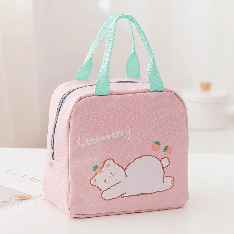 Insulated lunch bag with Oxford cloth construction and thermal protection in multiple colour patterns