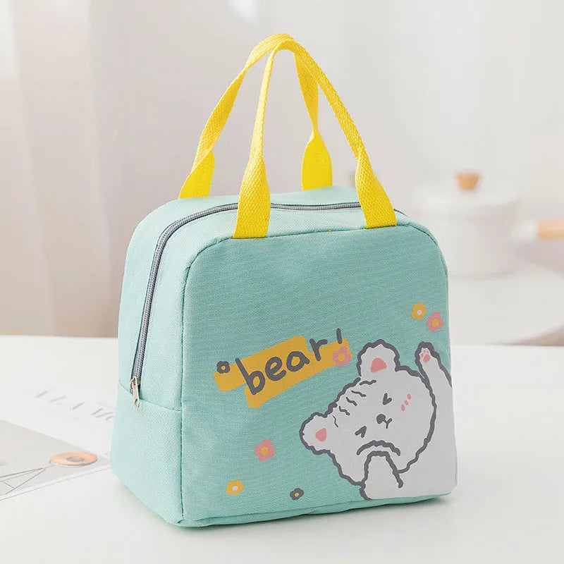 Insulated lunch bag with Oxford cloth construction and thermal protection in multiple colour patterns