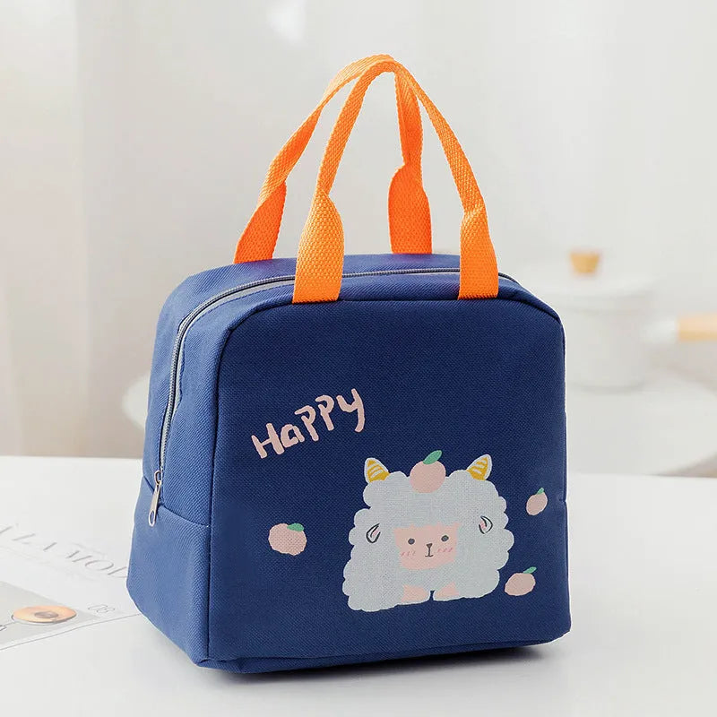Insulated lunch bag with Oxford cloth construction and thermal protection in multiple colour patterns