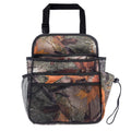 Black polyester car suspension storage bag with 35x28x9cm dimensions, hanging behind a car seat