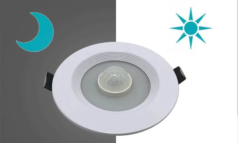 Infrared body sensing LED down light with aluminium housing for automatic ceiling installation