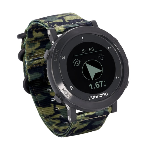 Beidou GPS sports watch with stainless steel bezel showing heart rate monitoring display