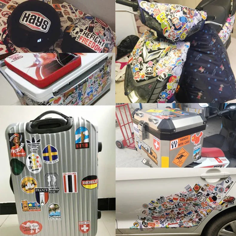 100 mixed graffiti and cartoon stickers, self-adhesive, 6cm to 12cm, for smooth surfaces