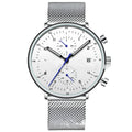 Men's alloy quartz wristwatch with round dial, 30M water resistance, blue and rose colour options