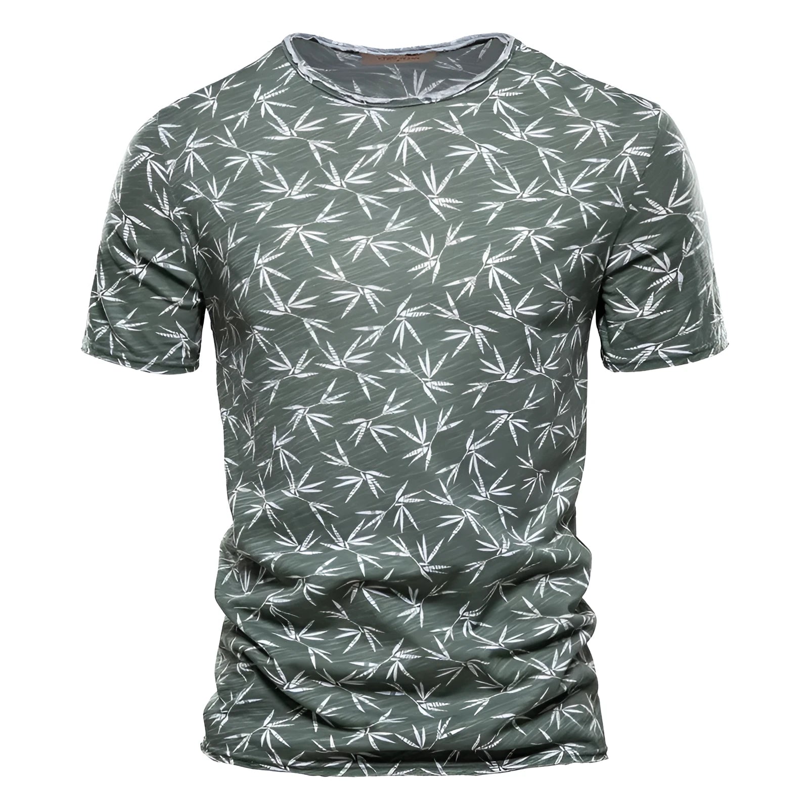 Casual slim-fit cotton T-shirt for men with dot print pattern in white colour