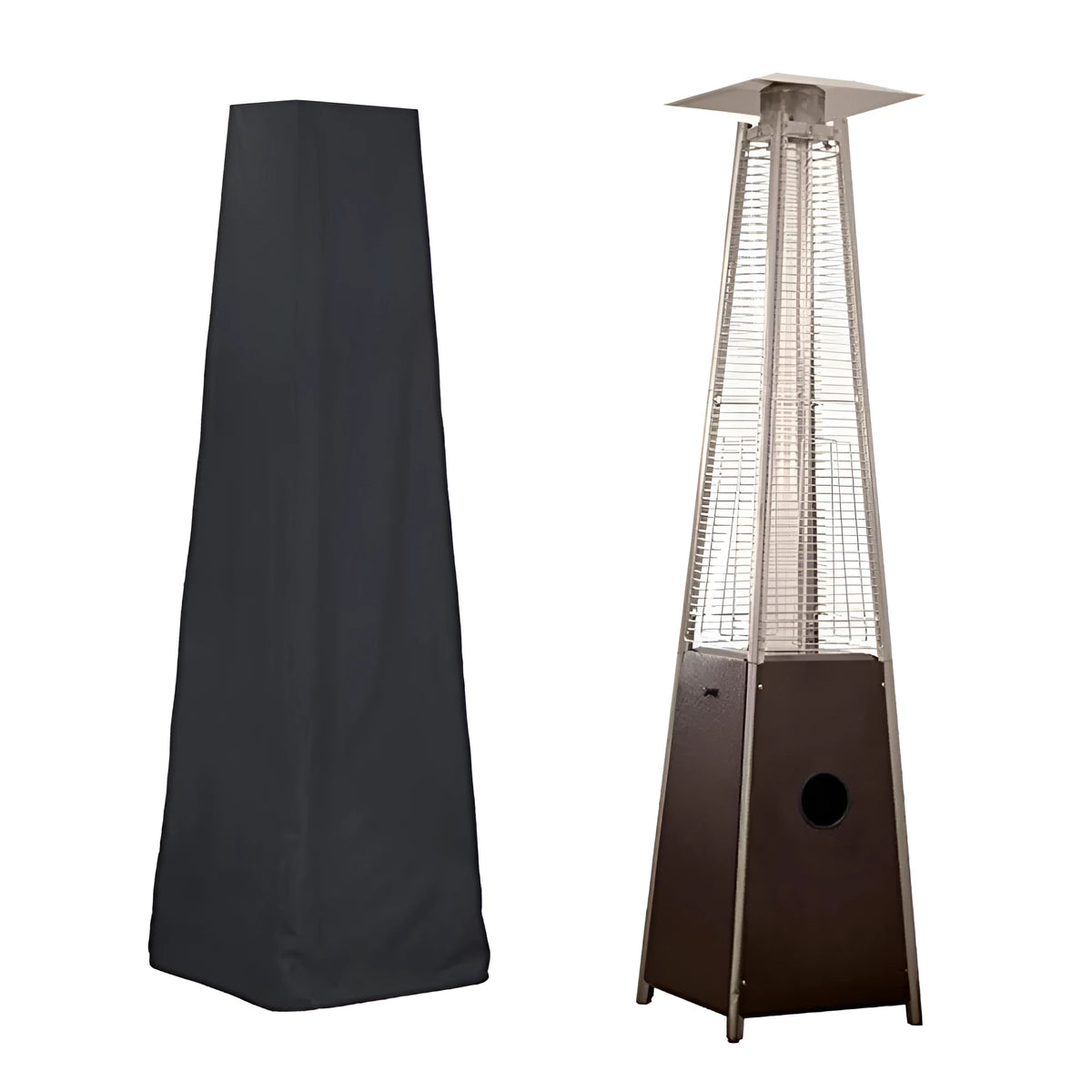 Outdoor patio heater cover in 210D Oxford cloth with PU waterproof coating, 221x61x53cm size