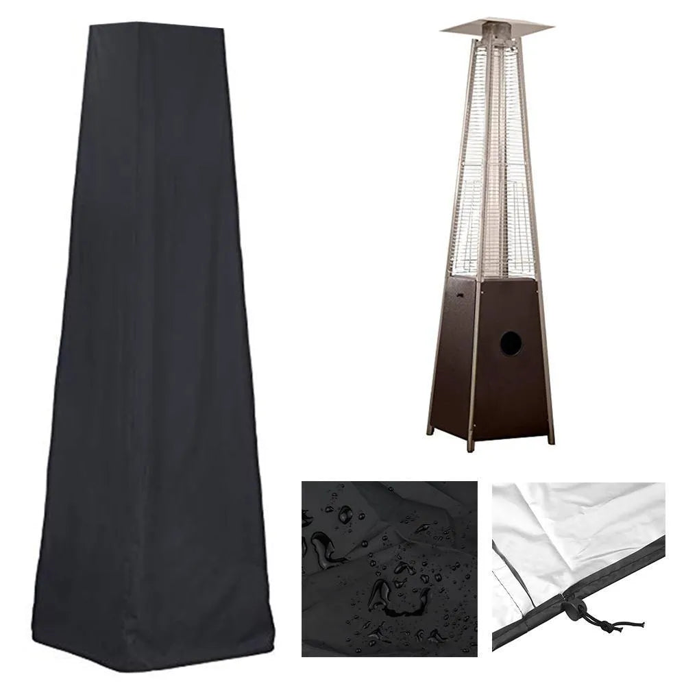 Outdoor patio heater cover in 210D Oxford cloth with PU waterproof coating, 221x61x53cm size