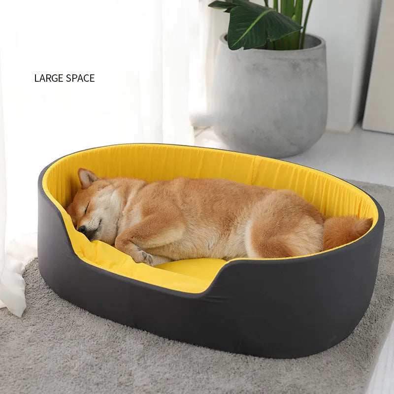 Washable cloth pet kennel in black, shown in a large size for cats or small dogs.