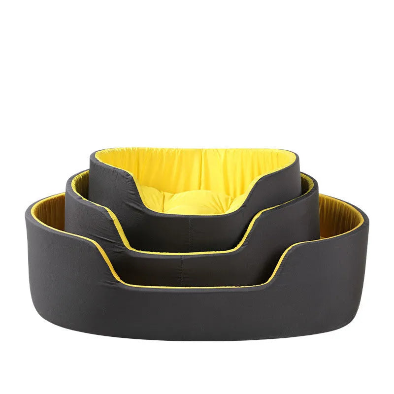 Washable cloth pet kennel in black, shown in a large size for cats or small dogs.