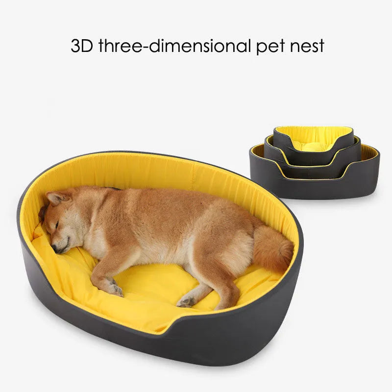 Washable cloth pet kennel in black, shown in a large size for cats or small dogs.