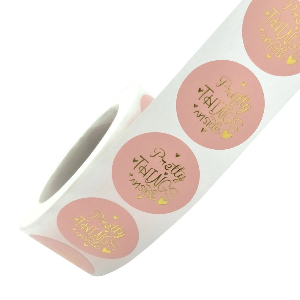 Round kraft paper sticker labels in two sizes on a roll, holiday decoration gift series with styles A B C D