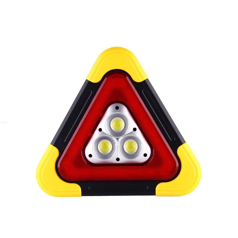 Car warning triangle with solar light and COB LED lamp, portable emergency work light with ABS and aluminium alloy body