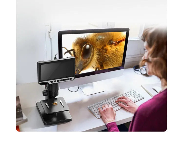 Digital microscope with 7 inch HD screen and dual lenses for 2000 times magnification