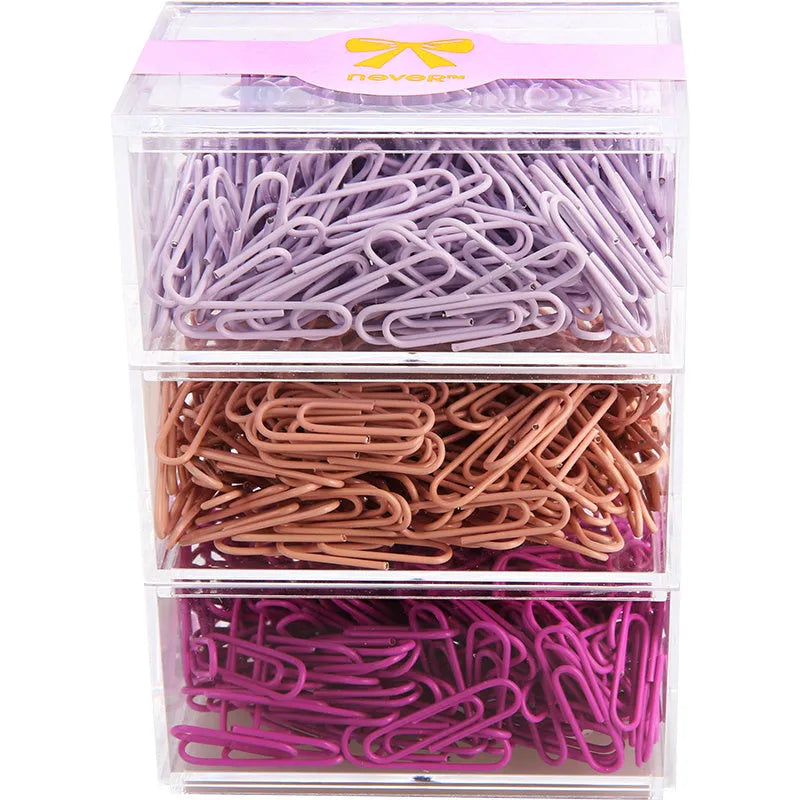 Mint green PVC coated metal paper clips in 28mm and 50mm sizes on white background