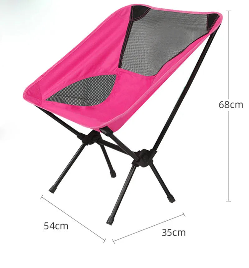 Ultralight folding camping chair in blue with iron frame and 600D Oxford cloth seat, folded for storage