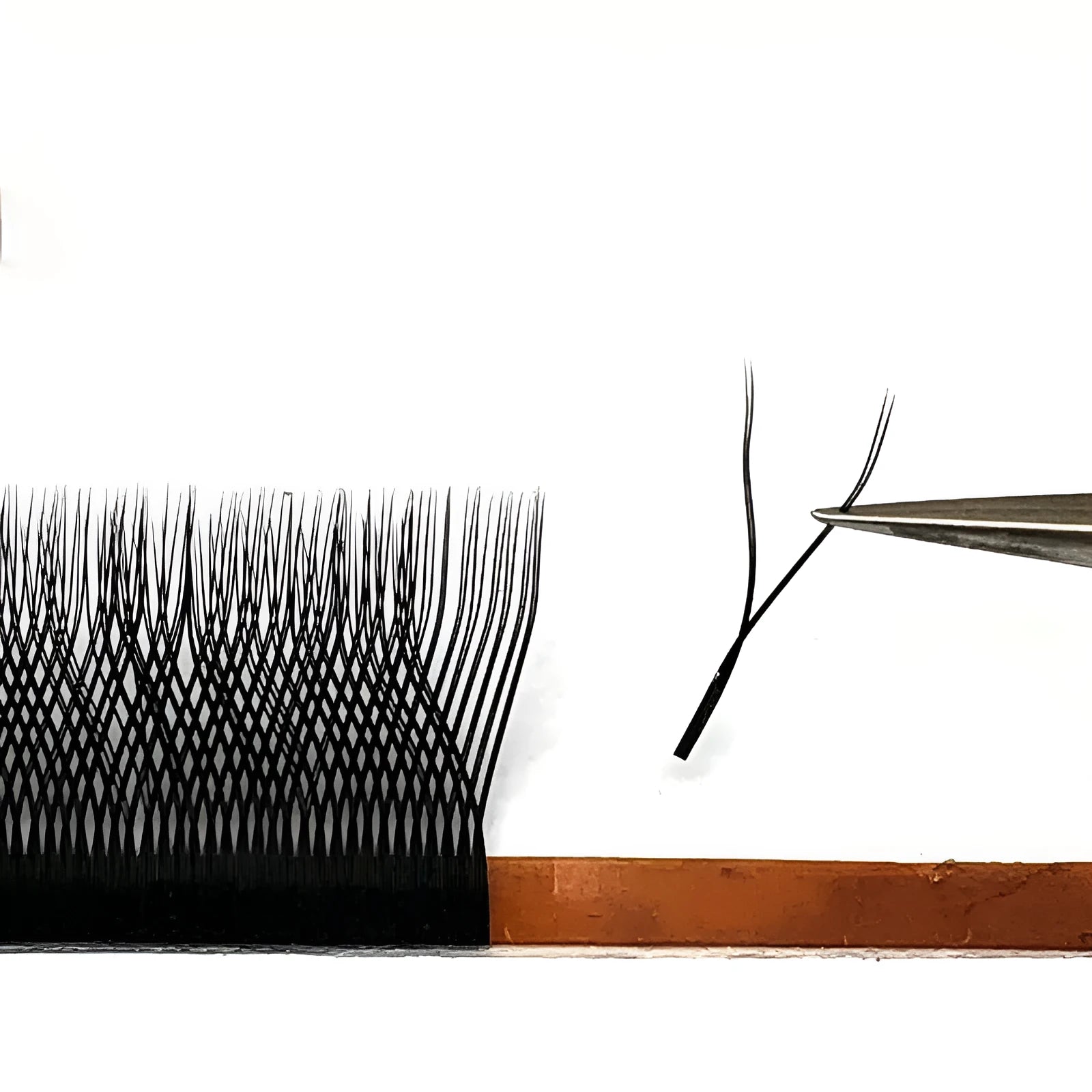 YY semi-finished eyelashes 3D flowering imported fiber lash extensions on a tray with multiple curl and length options