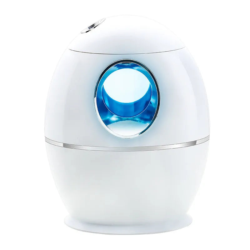 White rounded USB aromatherapy humidifier with water tank and mist output