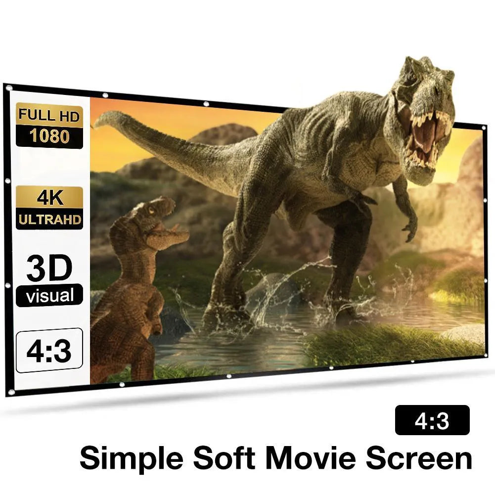White polyester folding projection screen with 150-inch 4:3 display surface laid flat