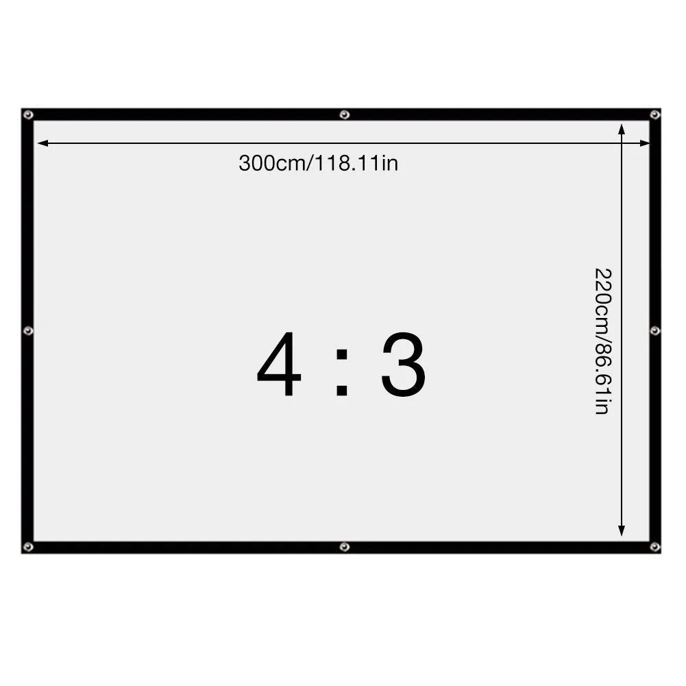 White polyester folding projection screen with 150-inch 4:3 display surface laid flat