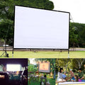 White polyester folding projection screen with 150-inch 4:3 display surface laid flat