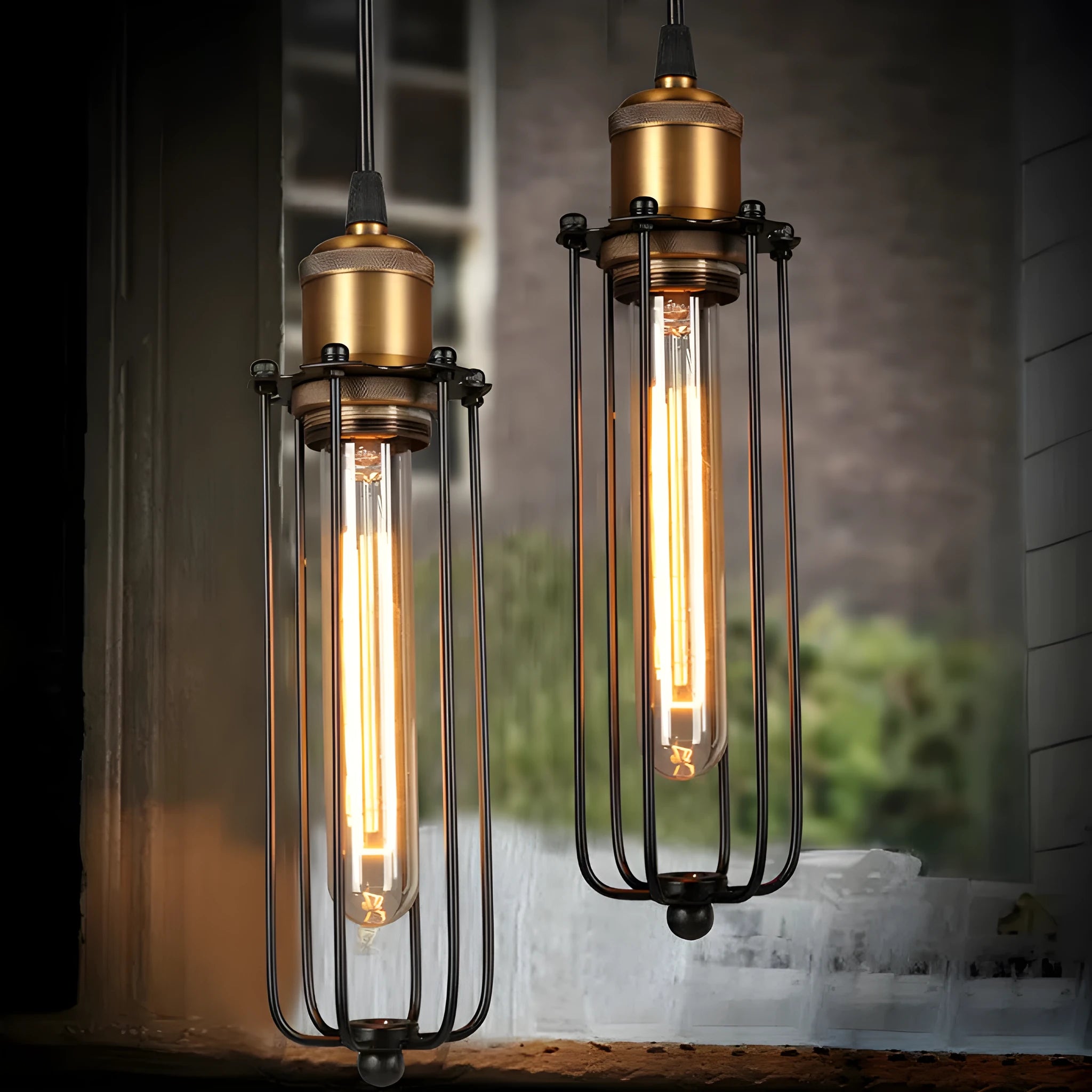 Brown iron Nordic retro gladiator chandelier with a fishing line design.