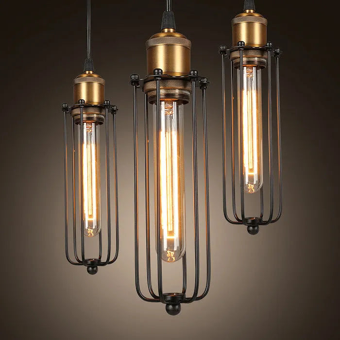 Brown iron Nordic retro gladiator chandelier with a fishing line design.
