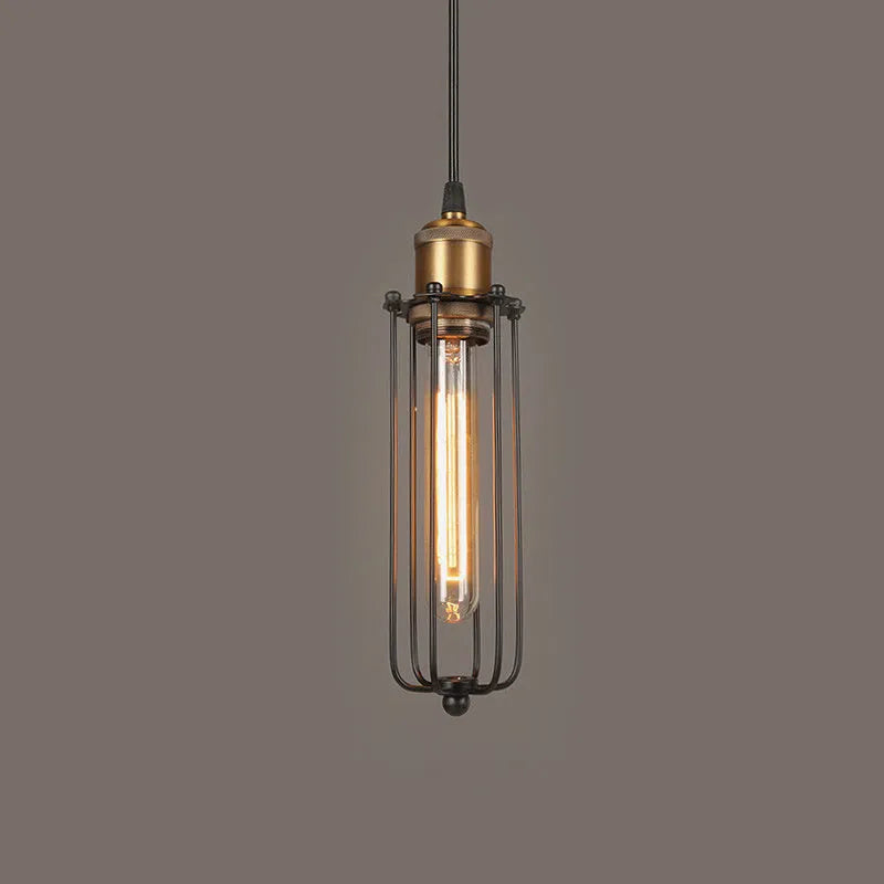 Brown iron Nordic retro gladiator chandelier with a fishing line design.