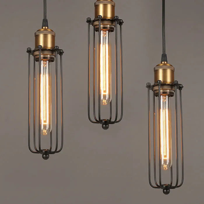 Brown iron Nordic retro gladiator chandelier with a fishing line design.