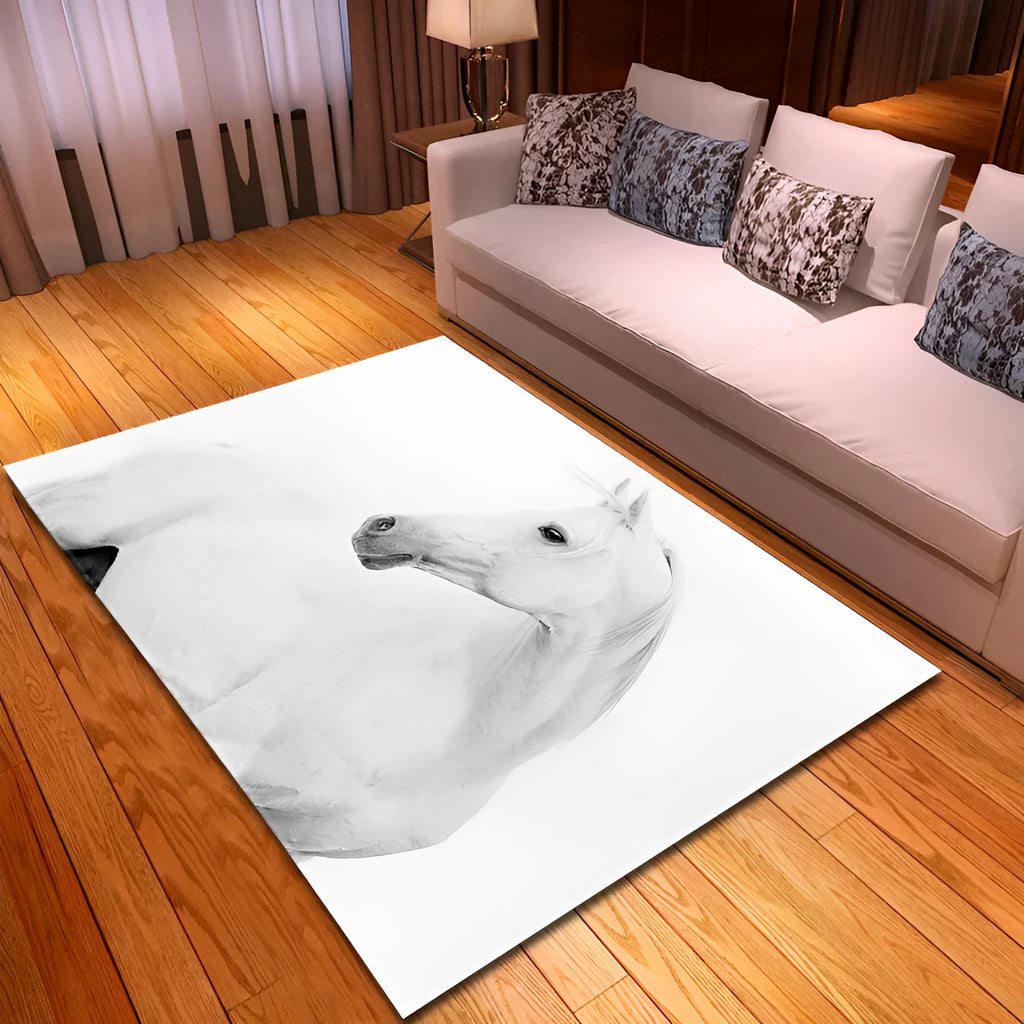 Rectangular 100x150cm polyester fibre household animal rug with cartoon anime pattern, machine washable