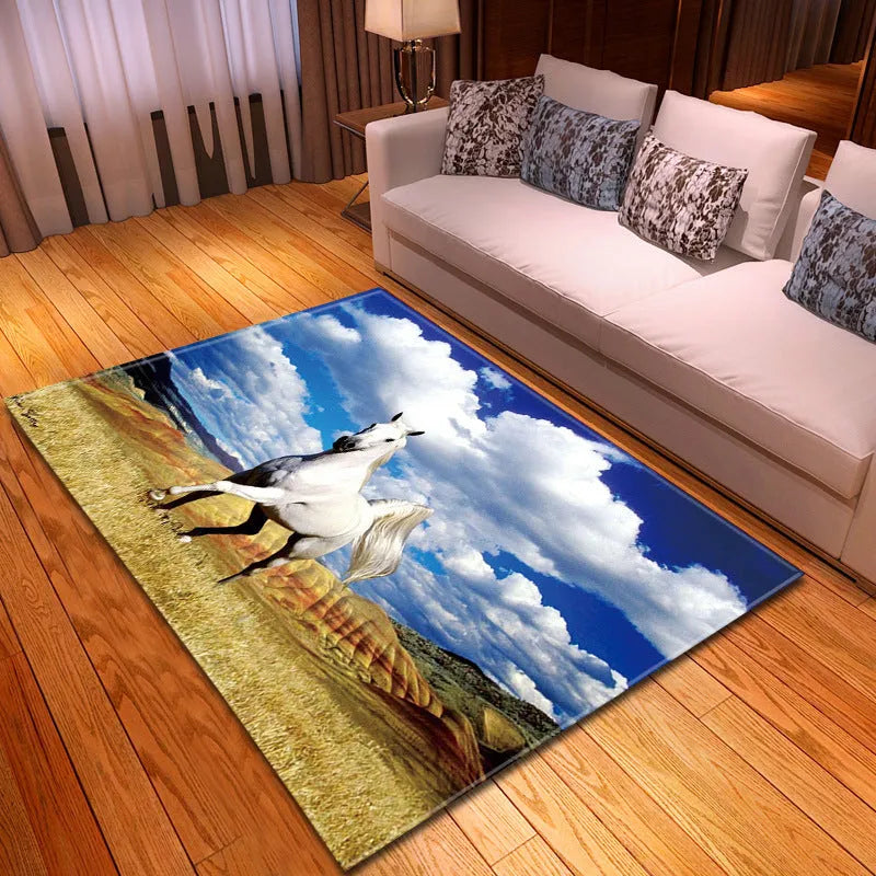 Rectangular 100x150cm polyester fibre household animal rug with cartoon anime pattern, machine washable