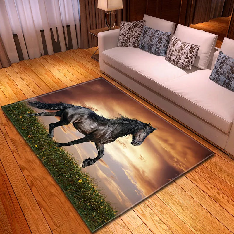 Rectangular 100x150cm polyester fibre household animal rug with cartoon anime pattern, machine washable