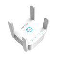PIXLINK AC24 white and black dual-frequency wireless WiFi extender and router unit.