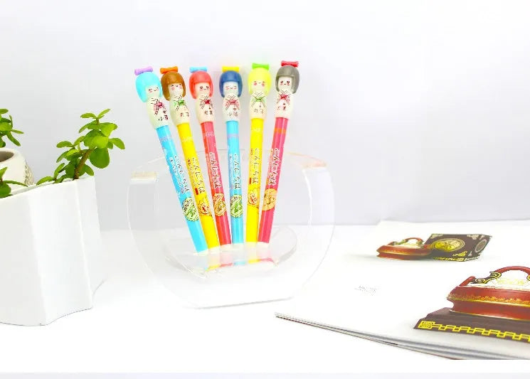 Brandi Japan Doll Gel Pen in black with 0.38mm ink and 152mm total length, 3PCS pack
