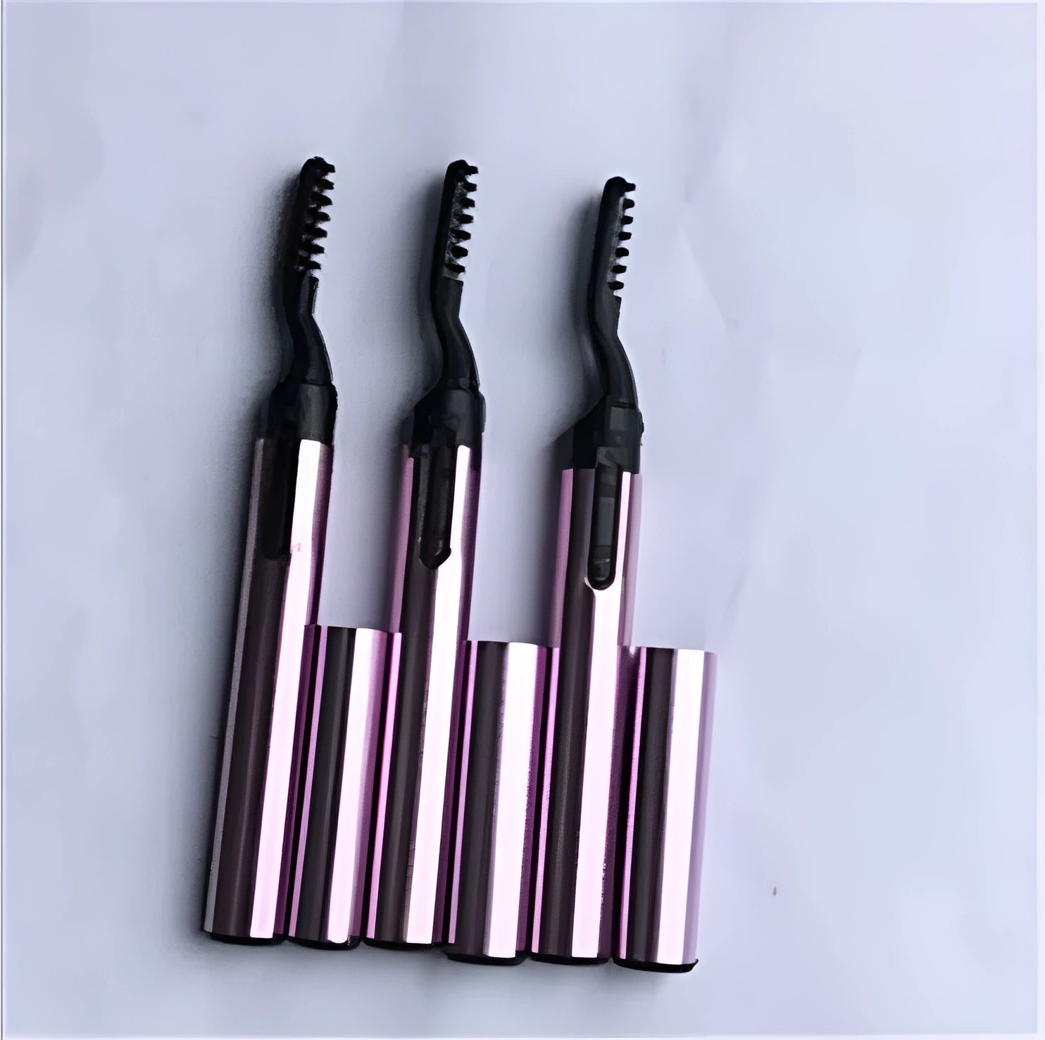 Mini portable electric heating eyelash curler in silver blue purple pink black ABS material 19.5cm long
