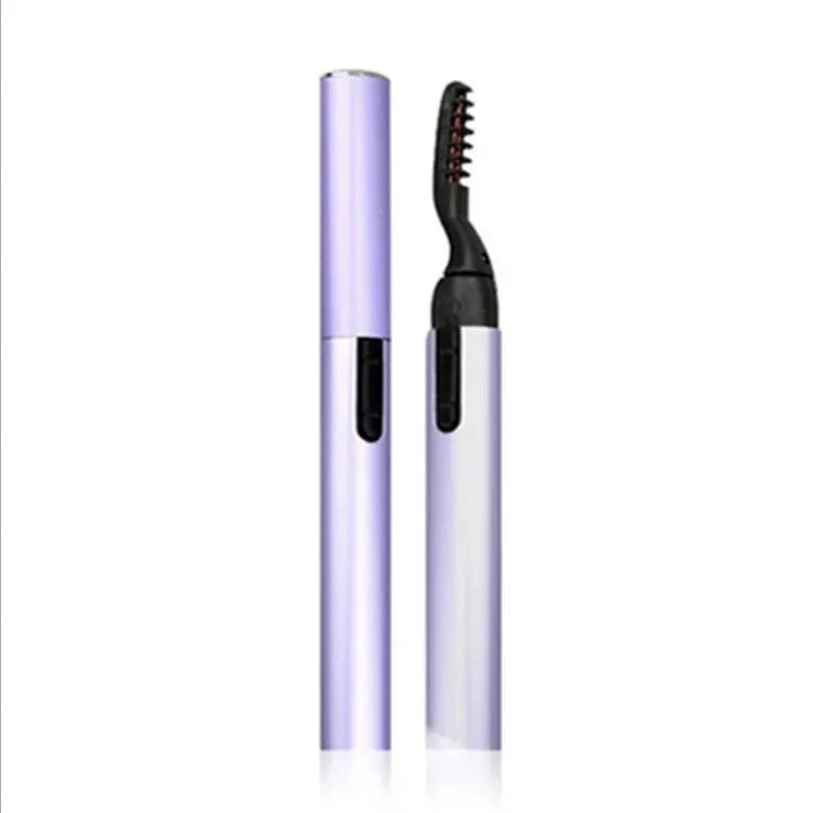 Mini portable electric heating eyelash curler in silver blue purple pink black ABS material 19.5cm long