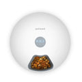 White ABS automatic pet feeder with six 80ml meal cells, 320x320x82mm, for cats and dogs