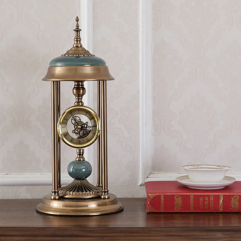 Nordic rectangular metal pendulum clock ornament with analogue and LCD displays