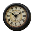 Round 6-inch European retro desk alarm clock with a plastic shell and pointer display.