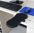 Small black rotating computer mouse wrist pad bracket showing 180-degree adjustment capability
