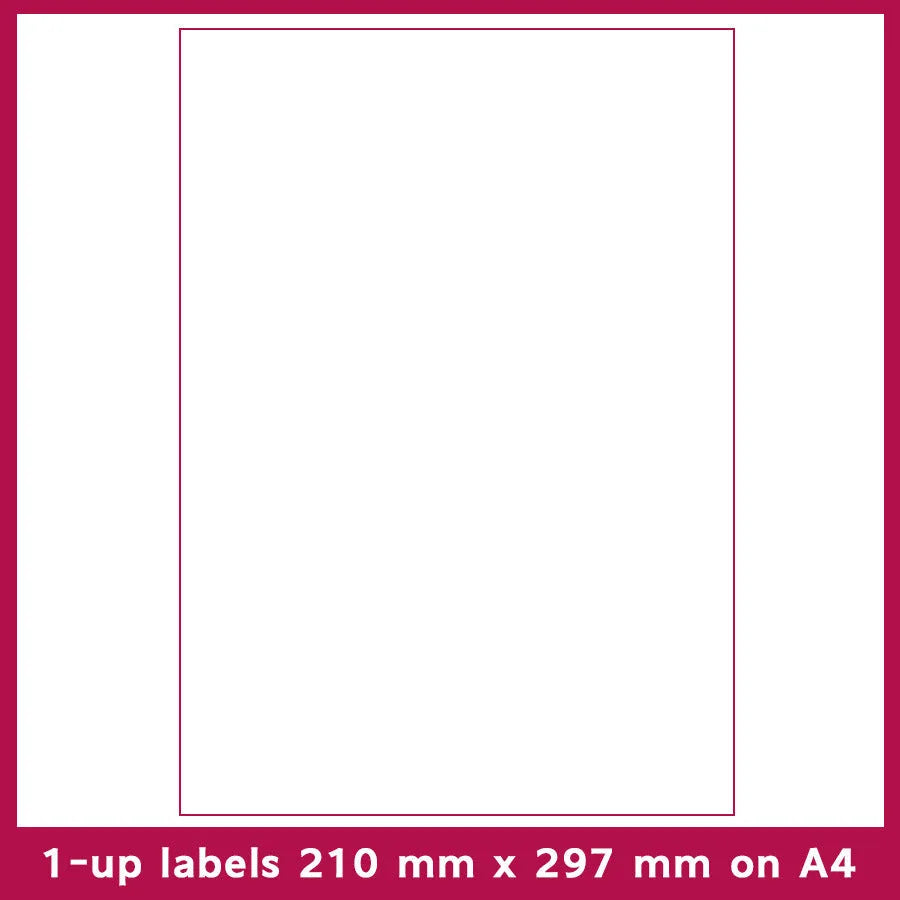 Pack of blank A4 FBA label paper sheets showing different grid cut options for barcode printing.