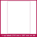 Pack of blank A4 FBA label paper sheets showing different grid cut options for barcode printing.