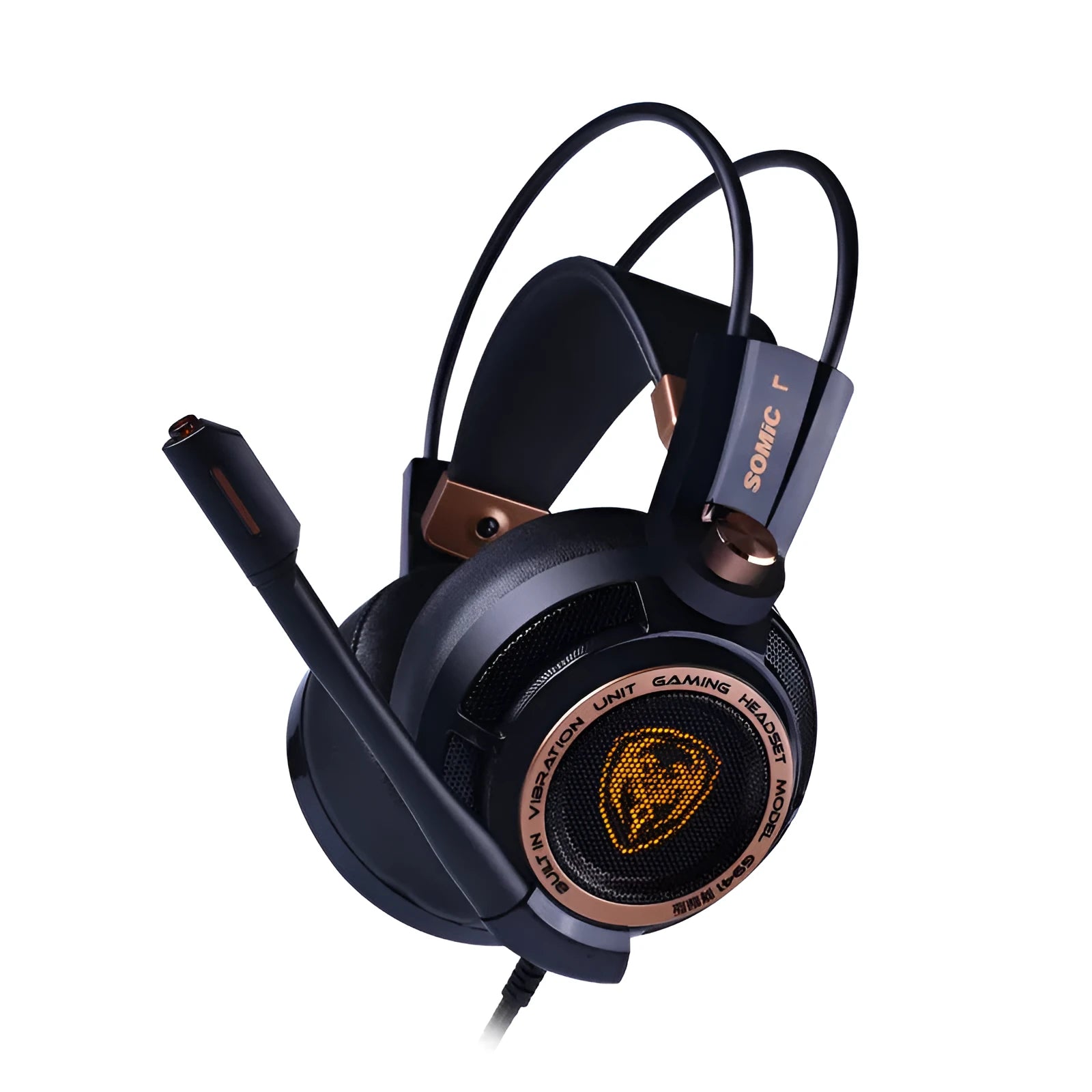 Black noise-cancelling USB wired over-ear headset for PC with microphone and 2.2m cable