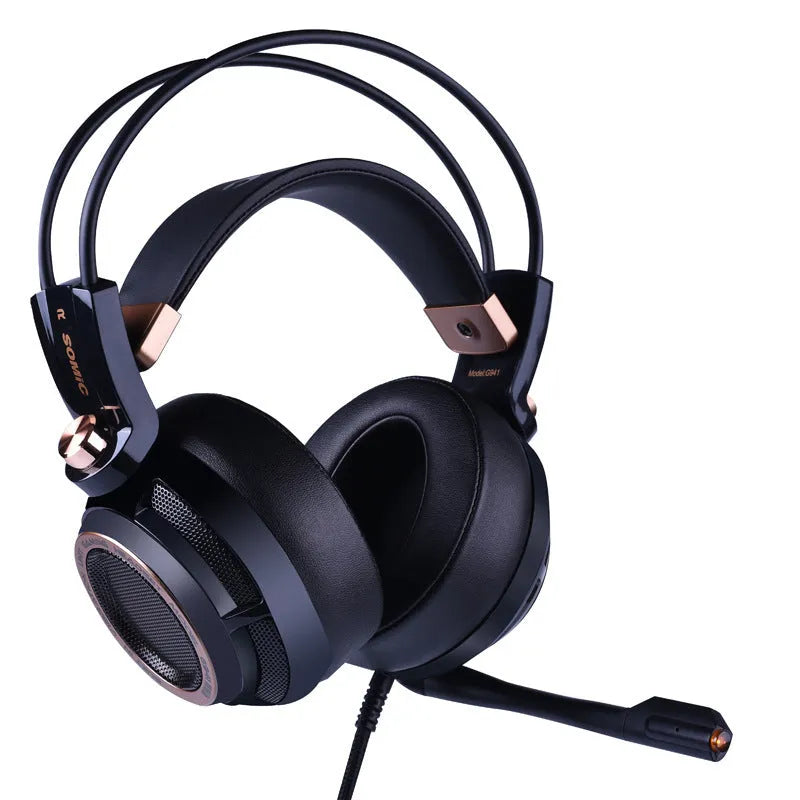 Black noise-cancelling USB wired over-ear headset for PC with microphone and 2.2m cable