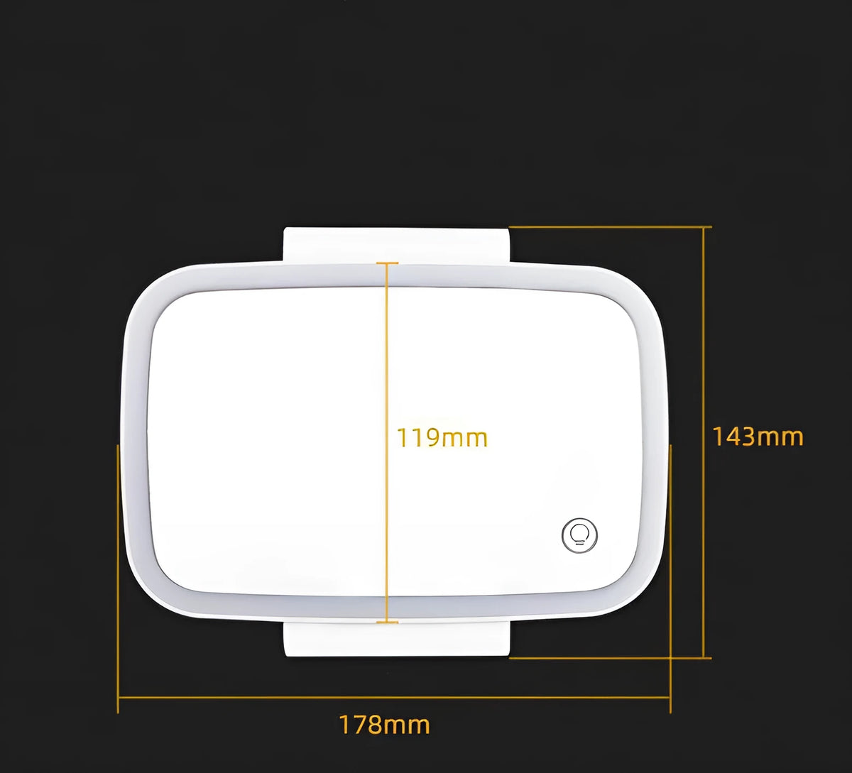 White LED car sun visor vanity mirror with USB interface, touch switch, 21 LEDs, 18 x 12 cm ABS and glass