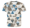 Men's casual brown short sleeve t-shirt with 3D printing pattern loose fit